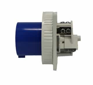 30A Pin & Sleeve Straight Inlet, 250V, 1PH, 2P/3W, Blue & Gray