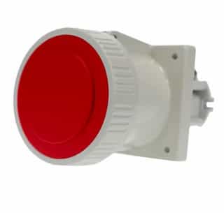 30A Pin & Sleeve Watertight Receptacle, 1PH, 2P/3W, 480V, Red & Gray