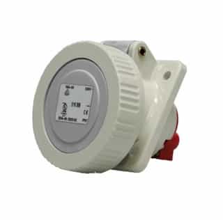 30A Pin & Sleeve Angled Receptacle, 1PH, 2P/3W, 480V, Red & Gray