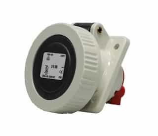 20A Pin & Sleeve Angled Receptacle, 480V, 3PH, 3P/4W, Red & Gray