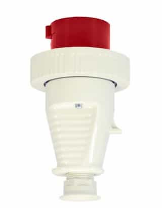 30A Pin & Sleeve Watertight Plug, 3PH, 3P/4W, 480V, Red & Gray