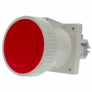 30A Pin & Sleeve Watertight Receptacle, 3PH, 3P/4W, 480V, Red & Gray