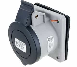 Ericson 20A Pin & Sleeve Straight Receptacle, 3PH, 4P/5W, 277/480V, Red & Gray