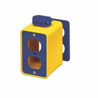 Ericson 1-Gang Outlet Box w/ Cord Clamp, Dual-Side, Duplex, Standard, Yellow