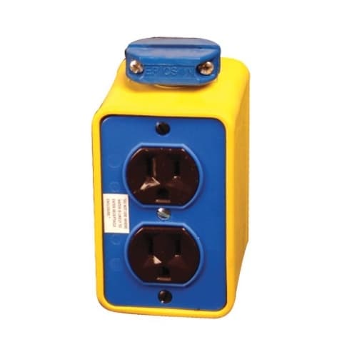 Ericson 1-Gang Outlet Box w/ Clamp & 5-15R Duplex, Dual Side, Standard, Yellow