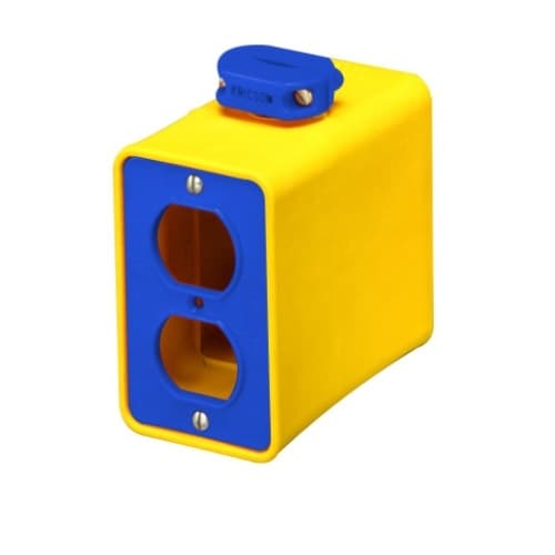 1 Gang Outlet Box w/ Clamp, Dual-Side, Duplex, Deep, Yellow