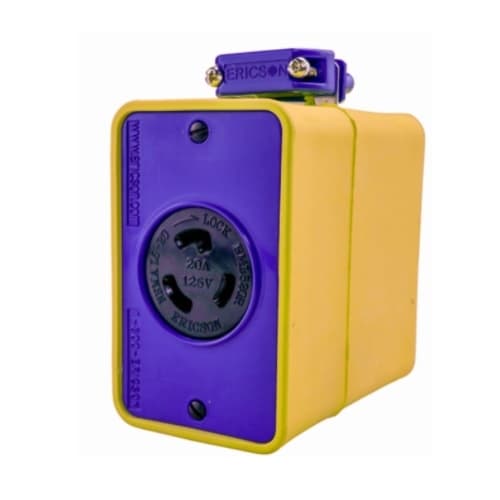 1-Gang Outlet Box w/ Clamp & L5-20 Receptacle, 1.57-in, Deep, Yellow