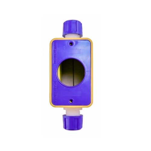 1-Gang Outlet Box, Dual-Side, Feed-Thru, 1.57-in Single, Deep, Yellow
