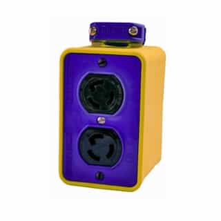 1-Gang Outlet Box w/ Clamp & L5-15 Duplex, Dual-Side, Standard, Yellow