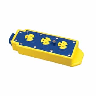 Portable Tri-Tap Outlet Box w/ NEMA 5-15R, 15A, 125V, Yellow