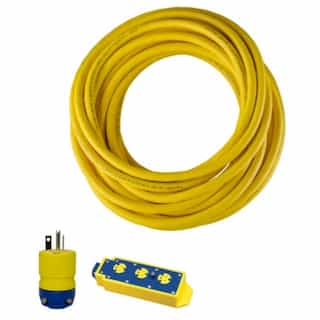 25-ft Tri-Tap Extension Cord Set, SOW, 5-20P & 5-20R, 12/3 AWG