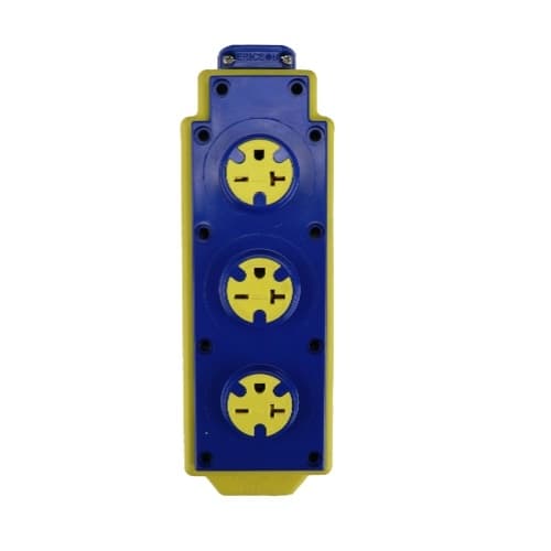 Portable Tri-Tap Outlet Box w/ NEMA 6-20R, 20A, 250V, Yellow