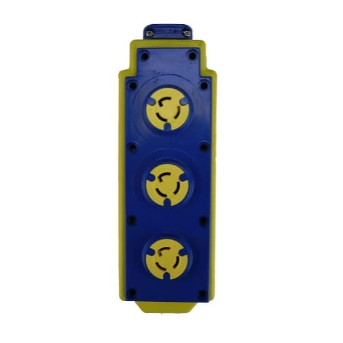 Portable Tri-Tap Outlet Box w/ NEMA L5-15R, 15A, 125V, Yellow