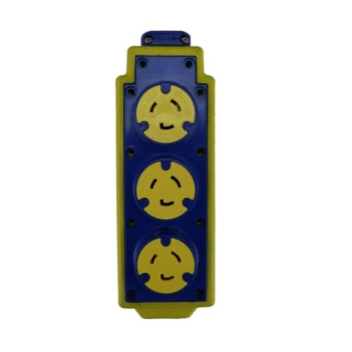 Portable Tri-Tap Outlet Box w/ NEMA L5-20R, 20A, 125V, Yellow