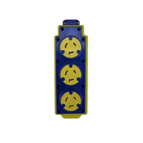 Portable Tri-Tap Outlet Box w/ NEMA L7-20R, 20A, 277V, Yellow