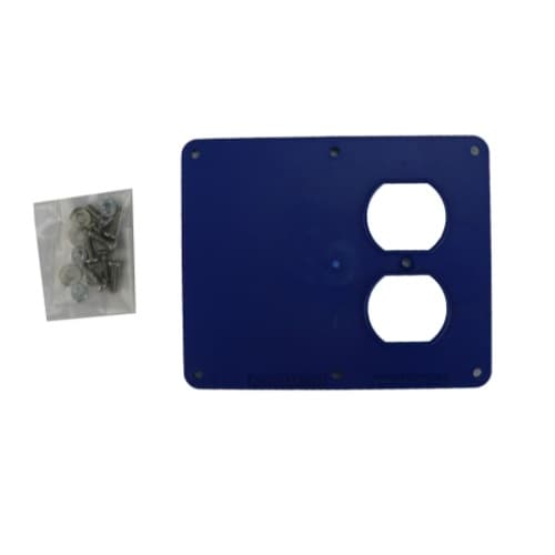Coverplate for Dual-Side 2-Gang Outlet Box, Blank/Duplex, Blue