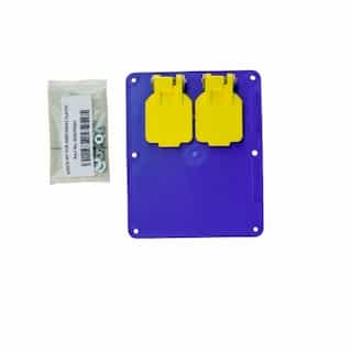 Flip Coverplate for Dual-Side 2-Gang Outlet Box, Blank/Duplex, Blue