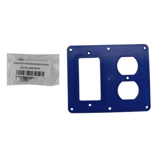 Coverplate for Dual-Side 2-Gang Outlet Box, Duplex/GFCI Duplex, Blue