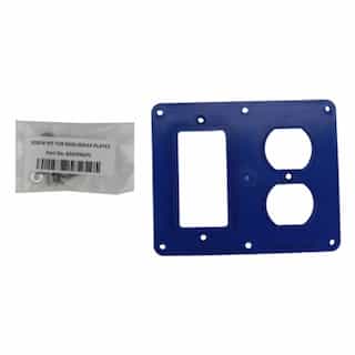 Coverplate for Dual-Side 2-Gang Outlet Box, Duplex/GFCI Duplex, Blue