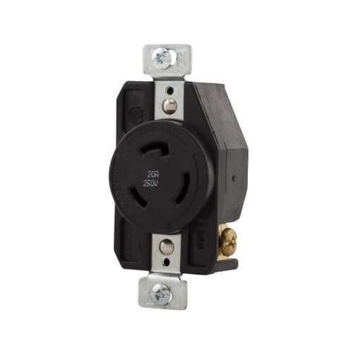 Black Single Twist Lock Receptacle, NEMA L5-20, 125V