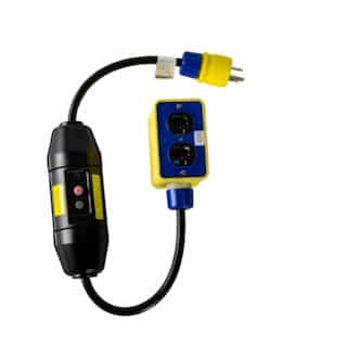 2-ft CMRCL Inline Portable GFCI w/ Outlet Box, 5-20P & 5-20R, MNL, 20A