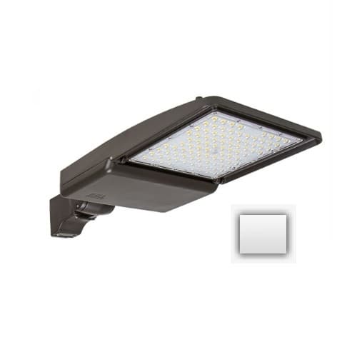 200W LED Shoebox Light w/ 5-in Round Pole, 0-10V Dim, 247-480V, 31109 lm, 4000K, White