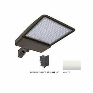 250W LED Shoebox Area Light w/ 4" Round Pole Mount, 0-10V Dim, 38043 lm, 3000K, White