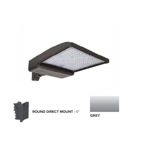 250W LED Shoebox Area Light, 5" Round Pole Mount, 0-10V Dim, 480V, 42159 lm, 5000K, Grey