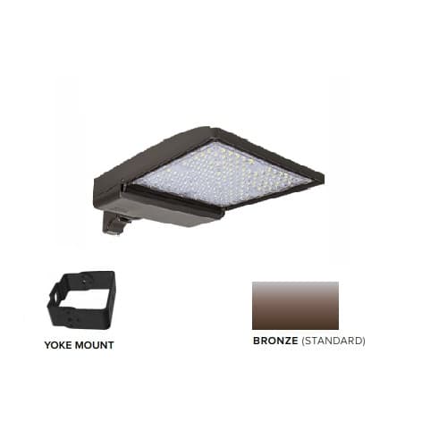 320W LED Shoebox Area Light w/ Yoke Mount, 0-10V Dim, 43894 lm, 3000K, Bronze