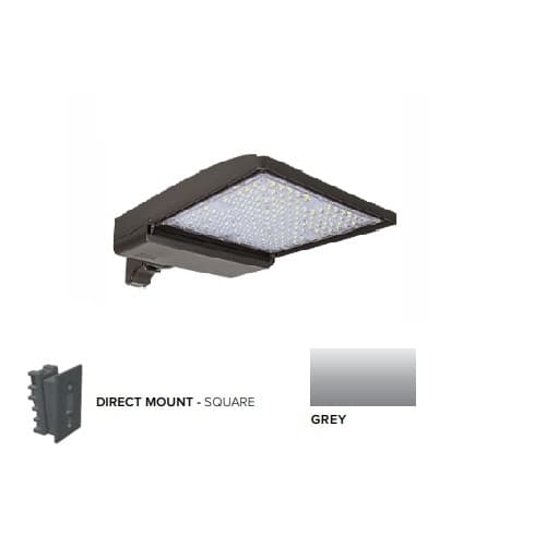 320W LED Shoebox Area Light w/ Direct Arm Mount, 0-10V Dim, 43894 lm, 3000K, Grey