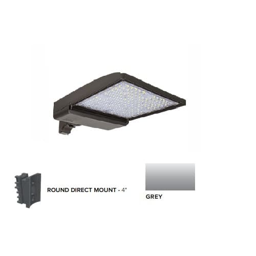 320W LED Shoebox Area Light w/ 4" Round Pole Mount, 0-10V Dim, 43894 lm, 3000K, Grey