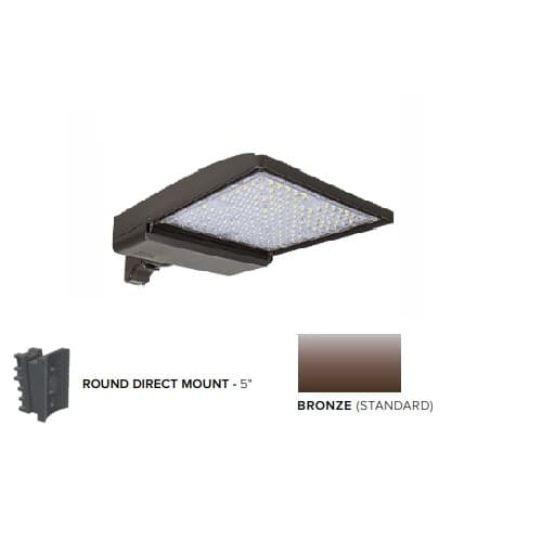 ESL Vision 320W LED Shoebox Area Light, 5" Round Pole Mount, 480V, 0-10V Dim, 43894lm, 3000K, Bronze