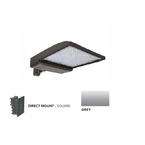 320W LED Shoebox Area Light w/ Direct Arm Mount, 0-10V Dim, 46260 lm, 4000K, Grey