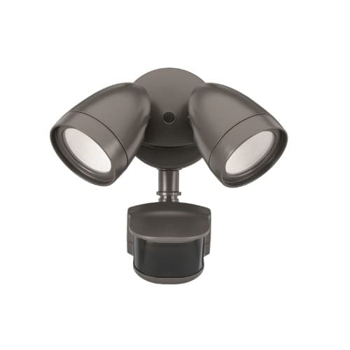 28W 2-Head Motion Sensor Security Light, 2400 lm, Selectable CCT, Bronze