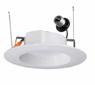 6-in 11W LED Recessed Downlight, Dimmable, E26, 670 lm, 120V, 4000K, White