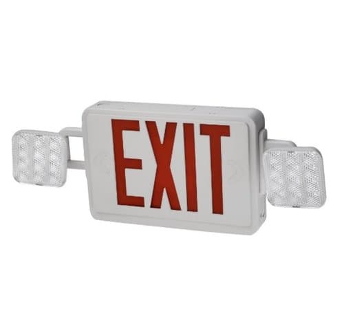 ETi Lighting 2.4W Exit Sign/Emergency Light Combo w/ Red Lettering