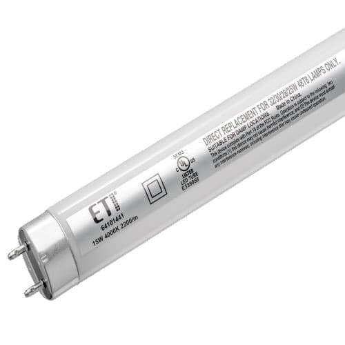 ETi Lighting 4-ft 15W LED T8 Ballast Compatible Tube, 2200 lm, 4000K 