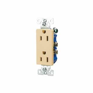 Eaton Wiring 15 Amp Decorator Duplex Receptacle, 2-Pole, 3-Wire, #14-10 AWG, 125V, Ivory