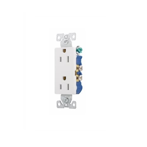 Eaton Wiring 15 Amp Decorator Duplex Receptacle, 2-Pole, 3-Wire, #14-10 AWG, 125V, White
