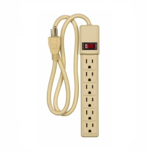 Eaton Wiring 15 Amp Power Strip, 3 FT 14/3 SJT, Ivory