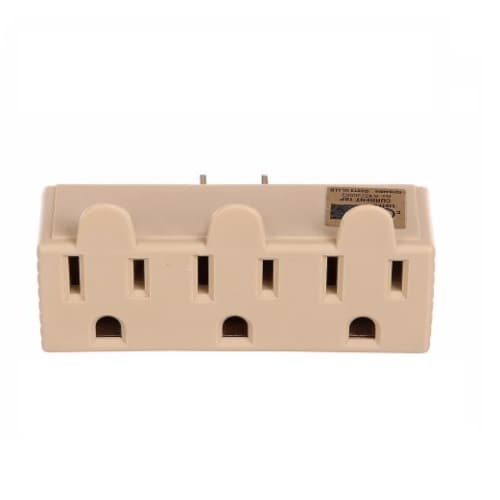 Eaton Wiring 125V 3 Outlet Tap, Single Receptacle, Ivory