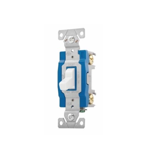 Eaton Wiring 15 Amp Toggle Switch, Single-Pole, #14-10 AWG, 120-277V, White, Bulk