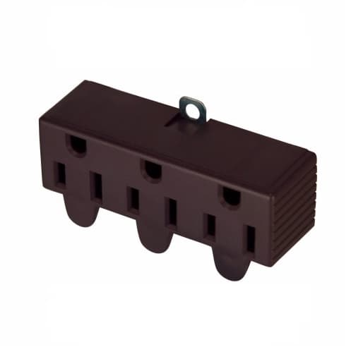 Eaton Wiring 15 Amp Three Outlet Adapter, Swivel, Brown