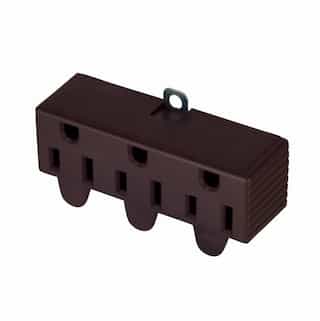 15 Amp Three Outlet Adapter, Swivel, Brown