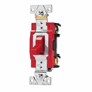 Eaton Wiring 120/277V Toggle Switch, Single Pole, Back Wire/Side Wire, Red