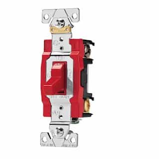 Eaton Wiring 120/277V Toggle Switch, Double-Pole, Back Wire/Side Wire, Red