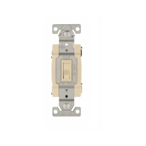 15 Amp Framed Toggle Switch, 4-Way,  #14 to 10 AWG, 120V, Ivory