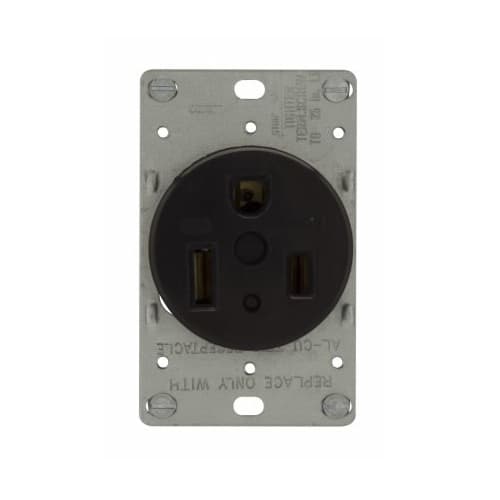 50 Amp Power Receptacle, 2-Pole, 3-Wire, #12-4 AWG, 6-50R, 125V, Black