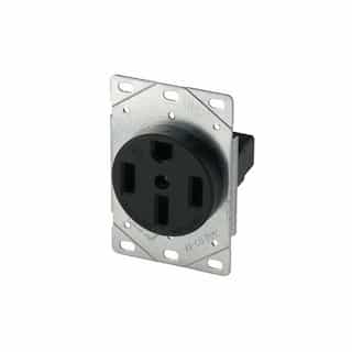 Eaton Wiring 50A Power Receptacle w/ Short Strap, 3-Pole, 4-Wire, 125V/250V, Black
