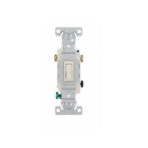 Eaton Wiring 15 Amp Toggle Switch, 3-Way, 120V, #14-10 AWG, Light Almond